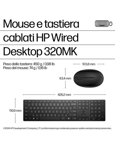 HP Mouse e tastiera Wired Desktop 320MK