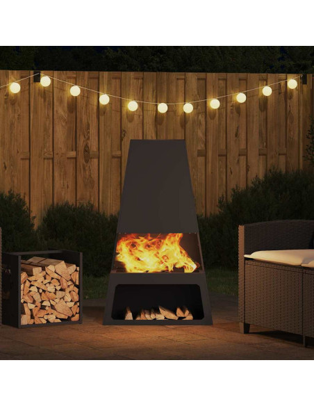 Focolare Nero 60 x 35 x 100 cm Acciaio