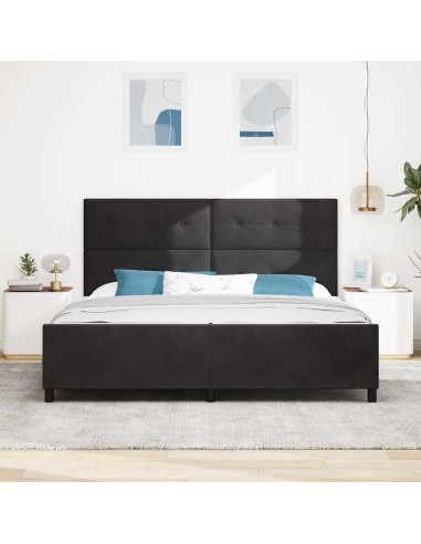Letto a molle con testiera Nero 200 x 200 cm Velluto