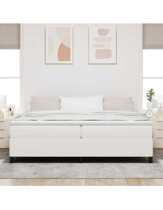 Letto a molle Crema 200 x 200 cm Tessuto in Cords