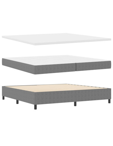 Letto a molle Grigio chiaro e bianco 200 x 200 cm