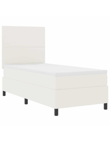 Letto a molle Crema e Bianco 90 x 200 cm Tessuto in Cords