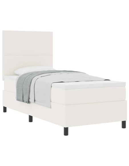 Letto a molle Crema e Bianco 90 x 200 cm Tessuto in Cords