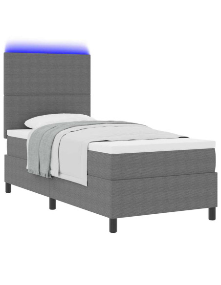 Letto a Sorgente LED Grigio chiaro e bianco 90 x 200 cm