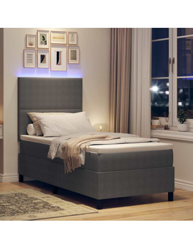 Letto a Sorgente LED Grigio chiaro e bianco 90 x 200 cm