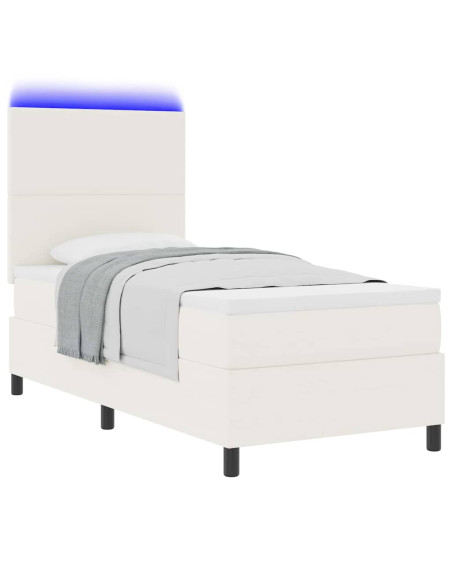 Letto a Sorgente LED con testiera Crema e Bianco 90 x 200 cm