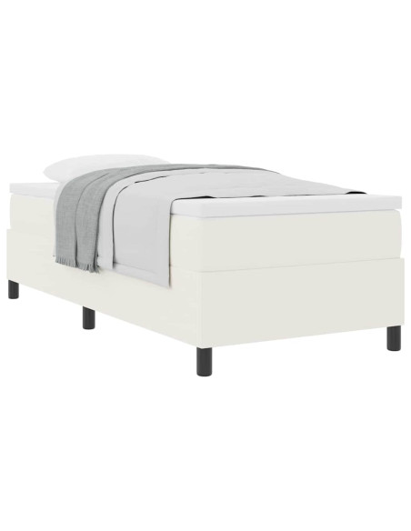 Letto a molle Crema e Bianco 90 x 200 cm Tessuto in Cords