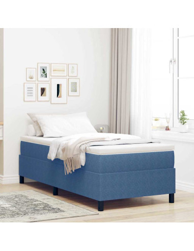 Letto a molle Blu e Bianco 100 x 200 cm Tessuto in Cords