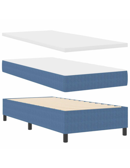 Letto a molle Blu e Bianco 100 x 200 cm Tessuto in Cords