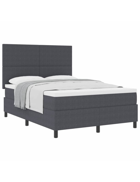 Letto a molle con testiera Grigio Scuro e Bianco 140 x 200 cm