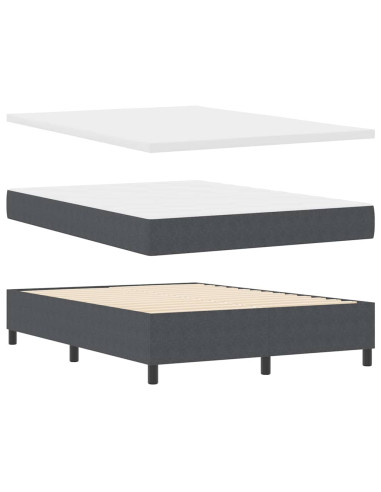 Letto a molle con testiera Grigio Scuro e Bianco 140 x 200 cm