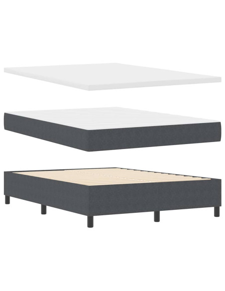 Letto a molle con testiera Grigio Scuro e Bianco 140 x 200 cm