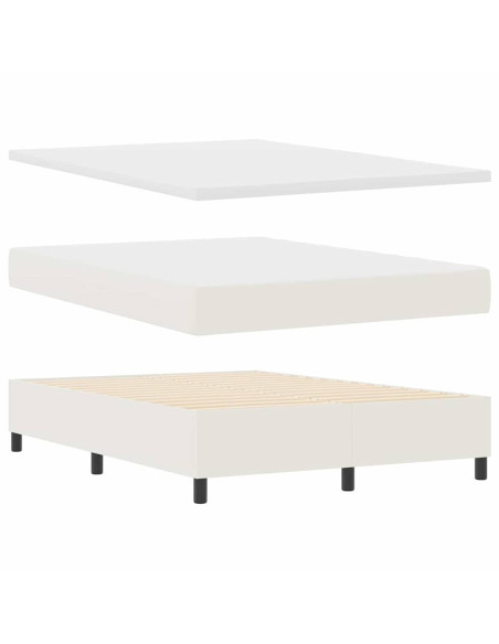 Letto a molle Crema e Bianco 140 x 200 cm Tessuto in Cords