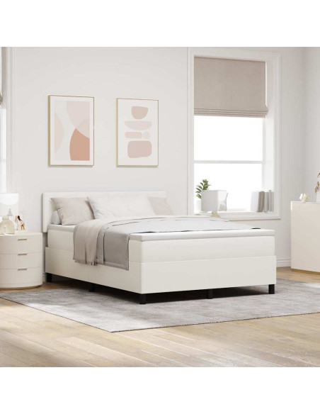 Letto a molle Crema e Bianco 140 x 200 cm Tessuto in Cords