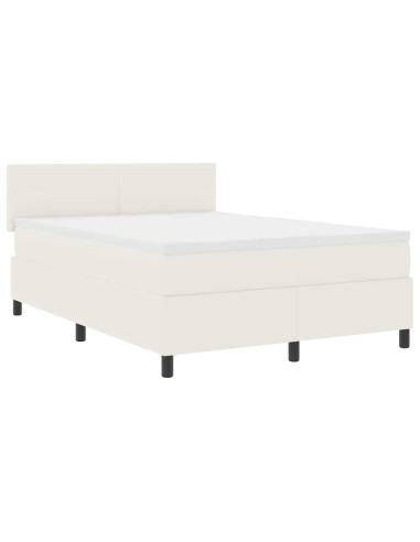 Letto a molle Crema e Bianco 140 x 200 cm Tessuto in Cords