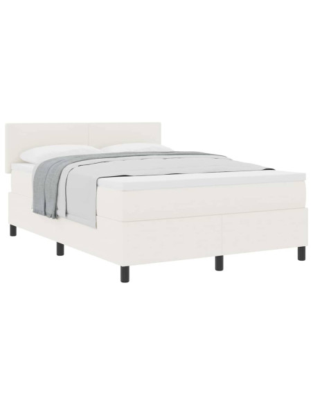 Letto a molle Crema e Bianco 140 x 200 cm Tessuto in Cords