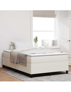 Letto a molle Crema e Bianco 120 x 200 cm Tessuto in Cords