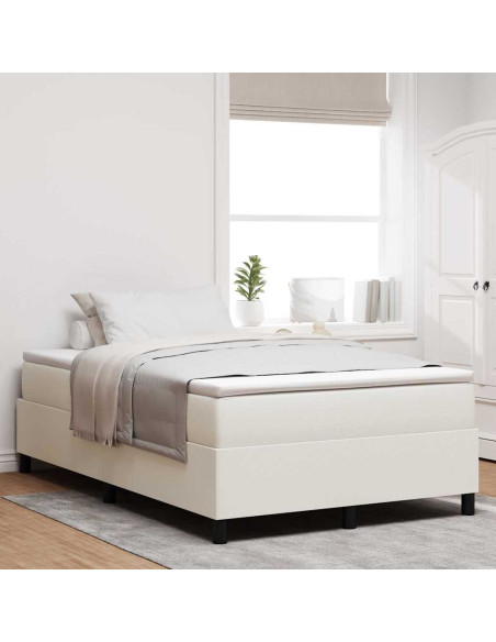 Letto a molle Crema e Bianco 120 x 200 cm Tessuto in Cords