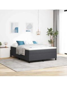 Letto a molle Grigio Scuro e Bianco 140 x 190 cm