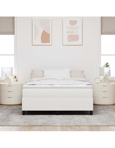 Letto a molle Crema e Bianco 160 x 200 cm Tessuto in Cords