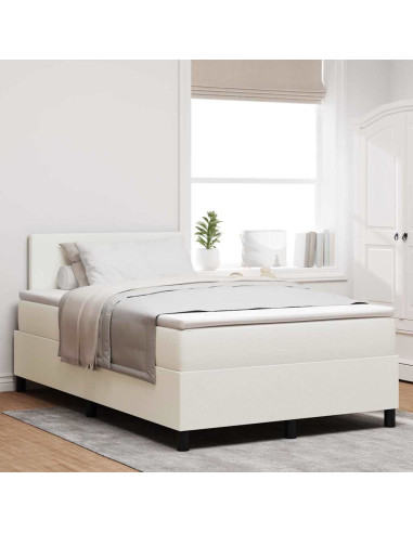 Letto a molle Crema e Bianco 120 x 200 cm Tessuto in Cords