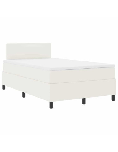 Letto a molle Crema e Bianco 120 x 200 cm Tessuto in Cords