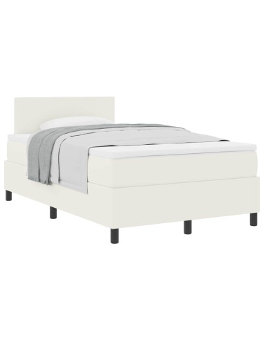 Letto a molle Crema e Bianco 120 x 200 cm Tessuto in Cords