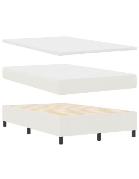 Letto a molle Crema e Bianco 120 x 200 cm Tessuto in Cords