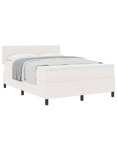 Letto a molle Crema e Bianco 140 x 190 cm Tessuto in Cords