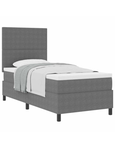 Letto a molle con testiera Grigio chiaro e bianco 90 x 200 cm