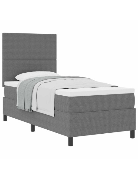 Letto a molle con testiera Grigio chiaro e bianco 90 x 200 cm
