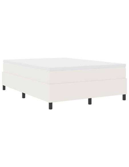 Letto a molle Crema e Bianco 140 x 190 cm Tessuto in Cords