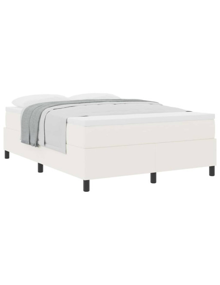Letto a molle Crema e Bianco 140 x 190 cm Tessuto in Cords