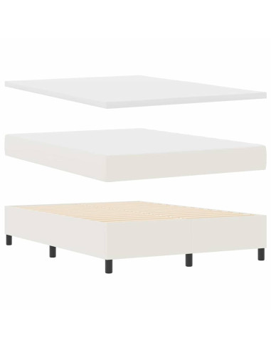 Letto a molle Crema e Bianco 140 x 190 cm Tessuto in Cords