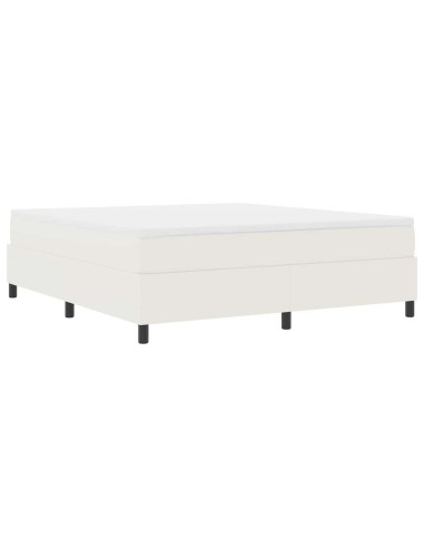 Letto a molle Crema e Bianco 180 x 200 cm Tessuto in Cords