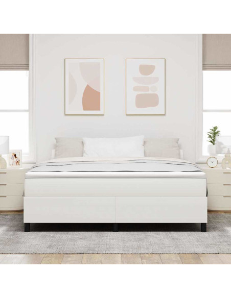 Letto a molle Crema e Bianco 180 x 200 cm Tessuto in Cords