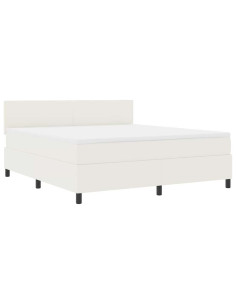 Letto a molle Crema e Bianco 180 x 200 cm Tessuto in Cords 2