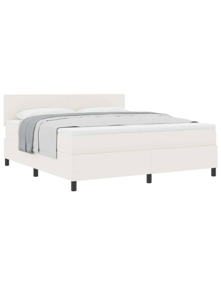 Letto a molle Crema e Bianco 180 x 200 cm Tessuto in Cords