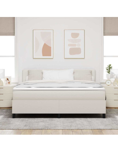 Letto a molle Crema e Bianco 180 x 200 cm Tessuto in Cords