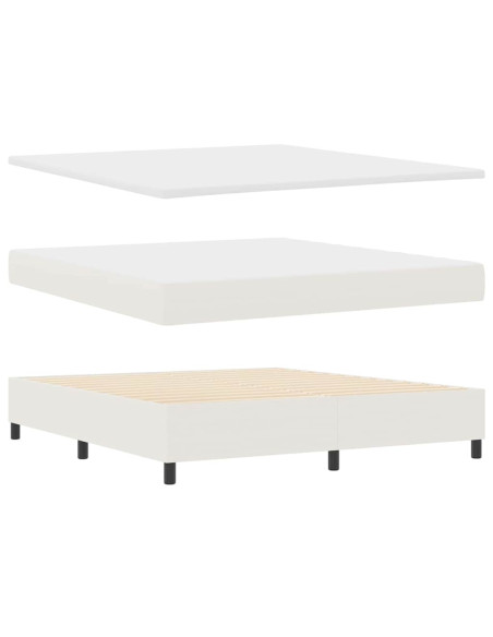 Letto a molle Crema e Bianco 180 x 200 cm Tessuto in Cords