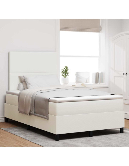 Letto a molle Crema e Bianco 120 x 200 cm Tessuto in Cords