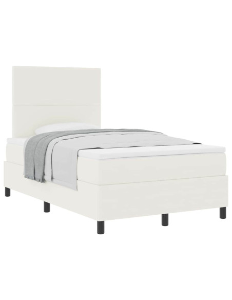 Letto a molle Crema e Bianco 120 x 200 cm Tessuto in Cords