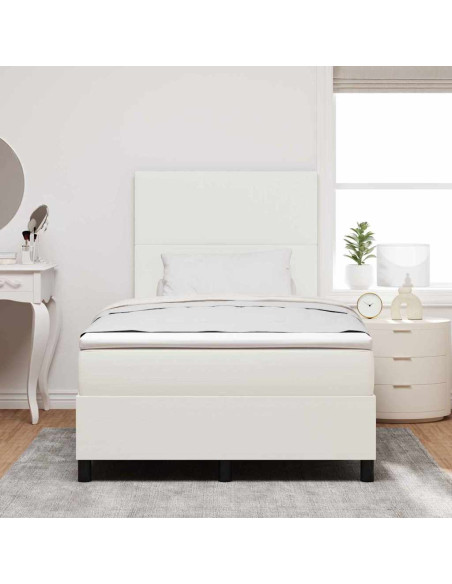 Letto a molle Crema e Bianco 120 x 200 cm Tessuto in Cords