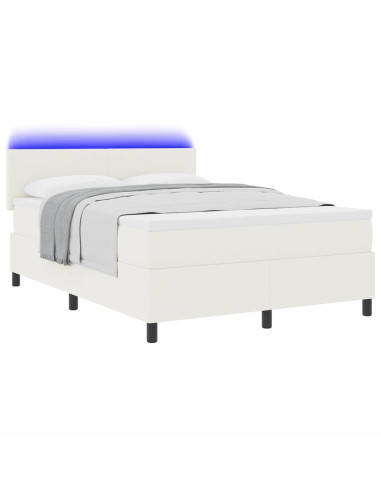 Letto a Sorgente LED con testiera Crema e Bianco 140 x 200 cm