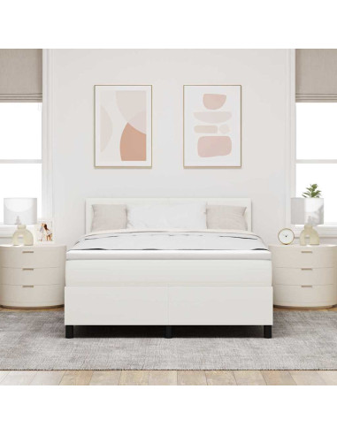 Letto a Sorgente LED con testiera Crema e Bianco 140 x 200 cm