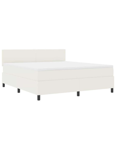 Letto a Sorgente LED con testiera Crema e Bianco 180 x 200 cm