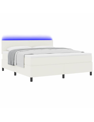 Letto a Sorgente LED con testiera Crema e Bianco 180 x 200 cm