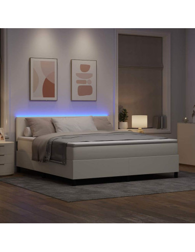 Letto a Sorgente LED con testiera Crema e Bianco 180 x 200 cm
