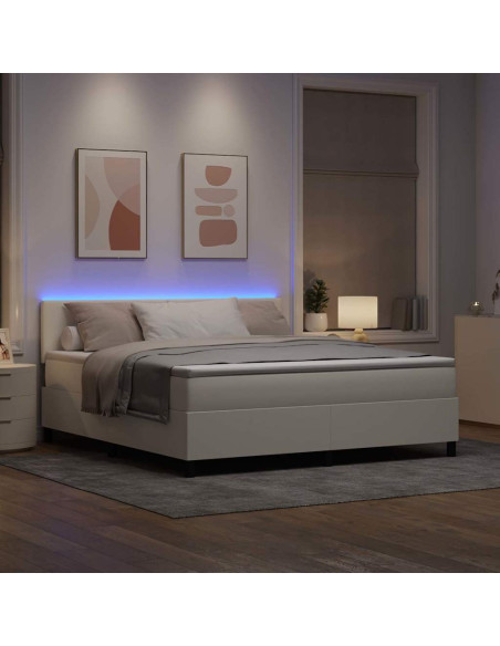 Letto a Sorgente LED con testiera Crema e Bianco 180 x 200 cm