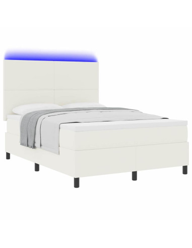 Letto a Sorgente LED con testiera Crema e Bianco 140 x 190 cm